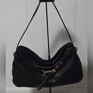 Black Leather Aventure Style  Shoulder Bag